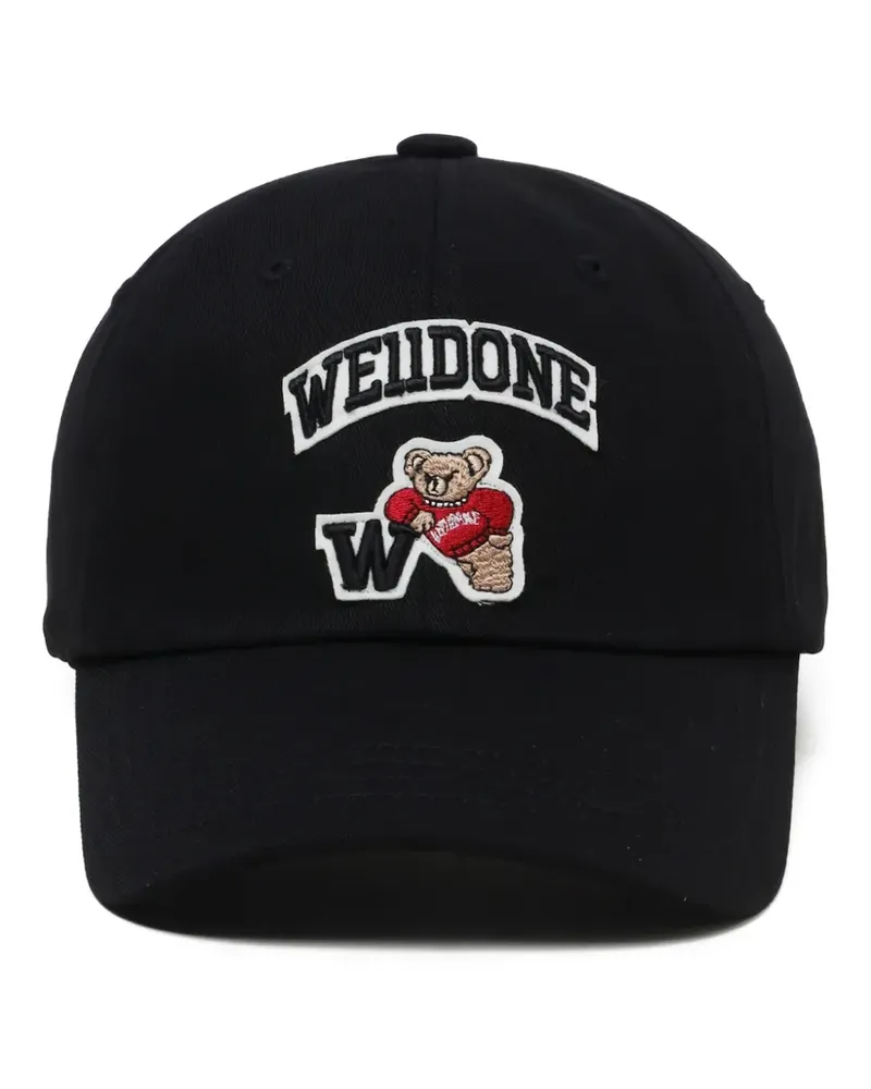 WE 11 DONE Baseballkappe mit Teddybär-Stickerei - Schwarz Schwarz