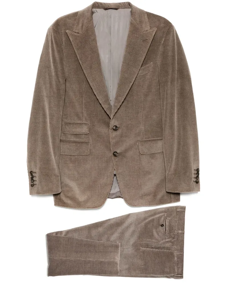 Canali Einreihiger Cordanzug - Braun Braun