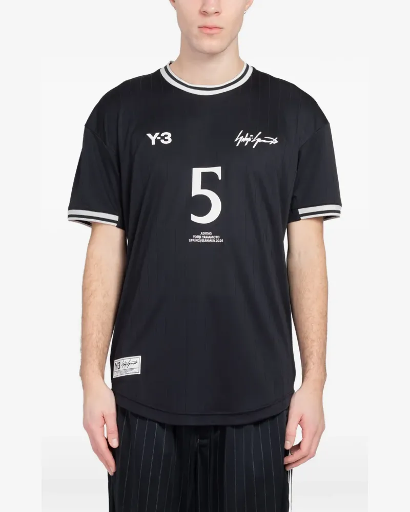 Y-3 logo-print striped t-shirt - Schwarz Schwarz