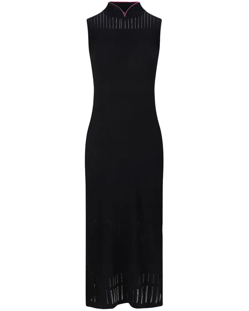Shanghai Tang Geripptes Midikleid - Schwarz Schwarz