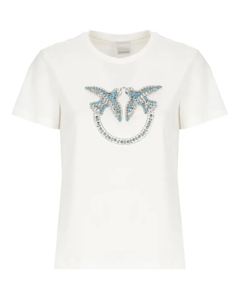 Pinko Love Birds T-Shirt mit Nieten - Nude Nude