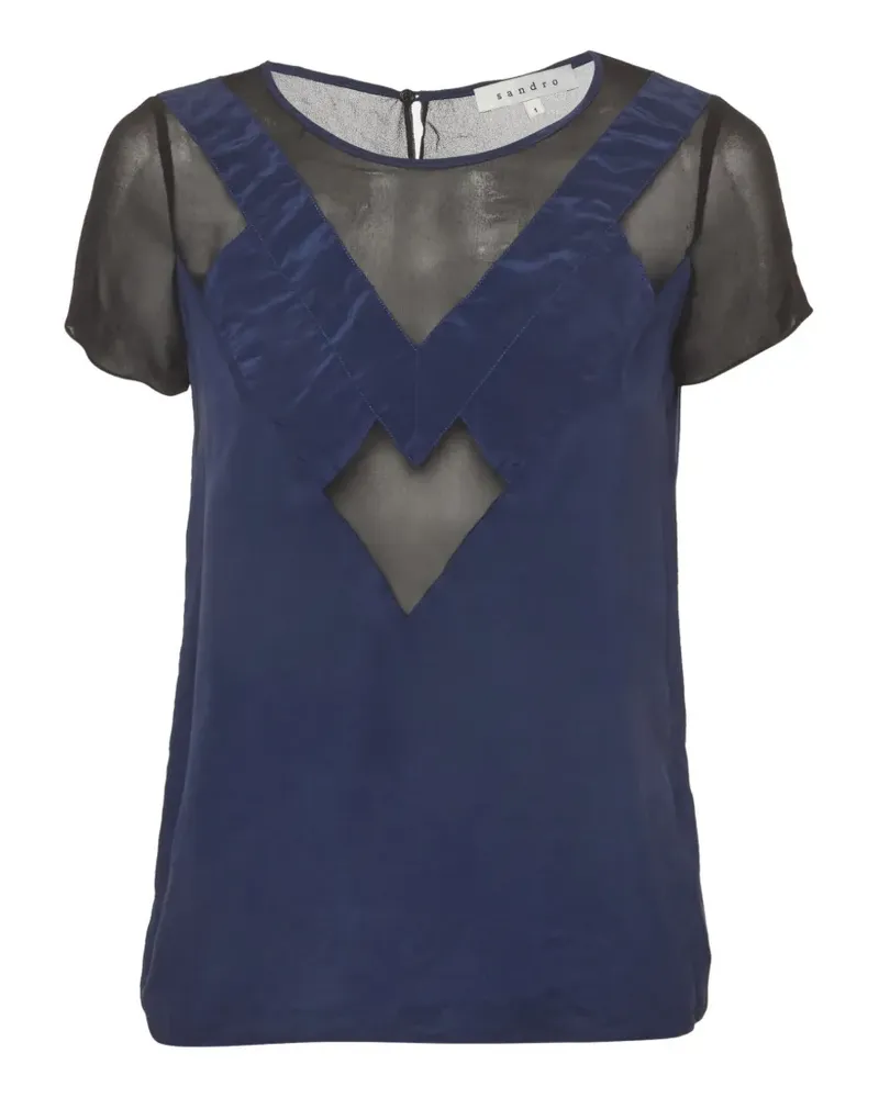 Sandro Seidenbluse mit Mesh-Einsatz - Blau Blau