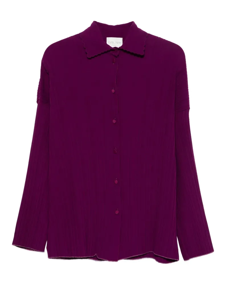 forte_forte Geripptes Hemd mit Knöpfen - Violett Violett