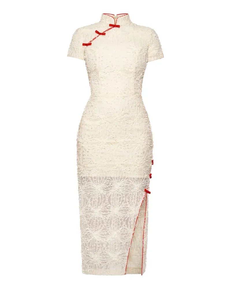 ANOUKI bow-embellished high-neck midi dress - Nude Nude