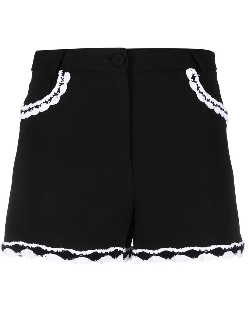 Moschino High-Waist-Shorts mit Spitzenborten - Schwarz Schwarz
