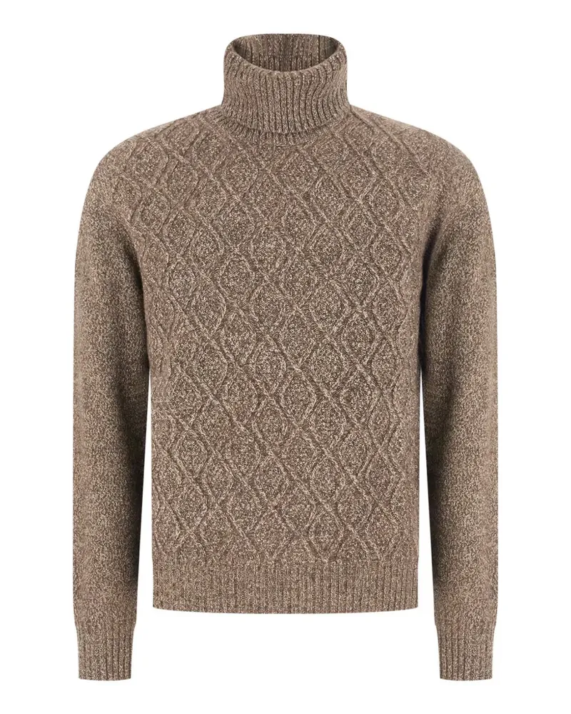 PANICALE Cashmere Rollkragenpullover mit Rautenstrick - Braun Braun