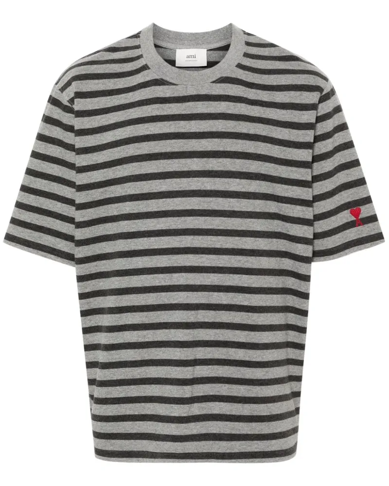 AMI Paris Gestreiftes T-Shirt - Grau Grau