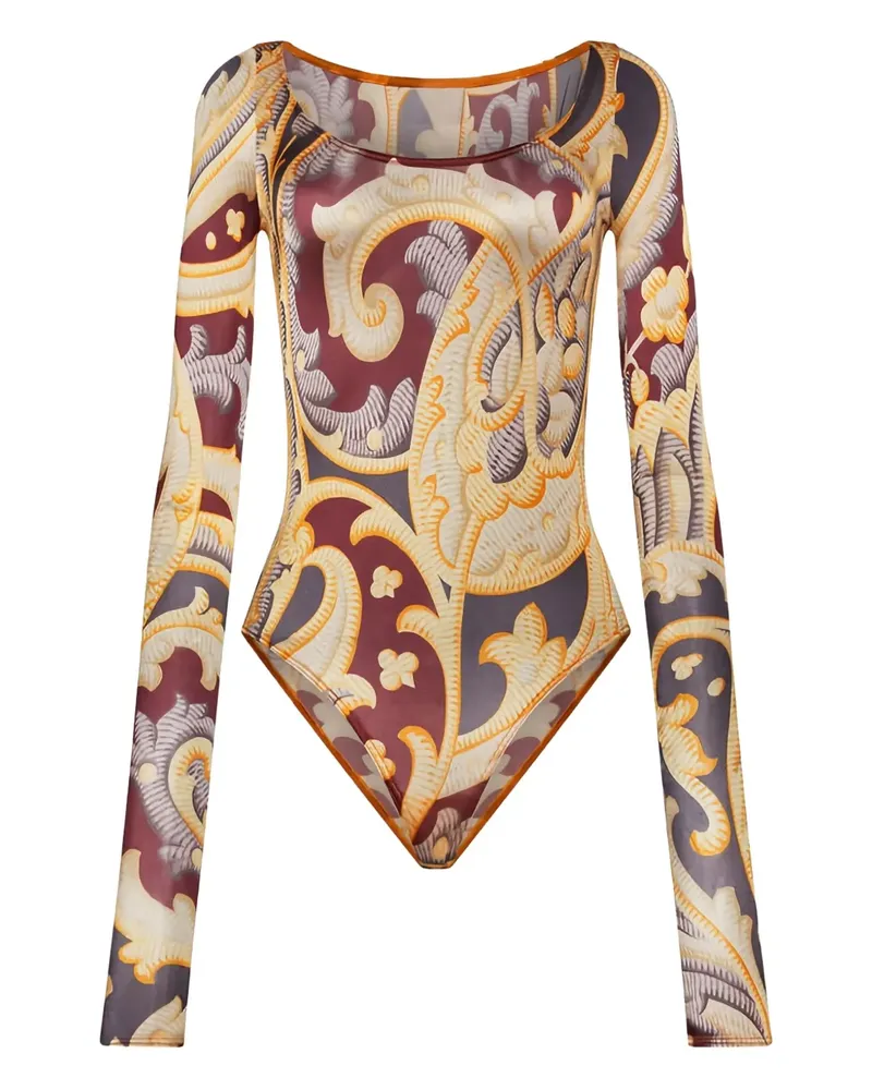 Wolford Langärmeliger Body mit Paisley-Print - Gelb Gelb