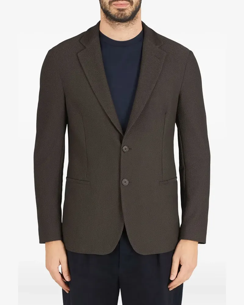 Giorgio Armani single-breasted textured blazer - Braun Braun