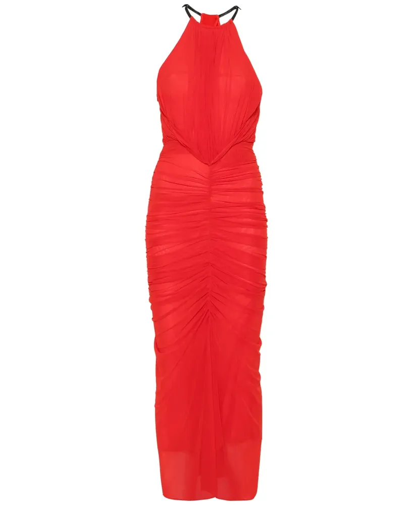 Thierry Mugler Neckholder-Kleid mit Raffungen - Rot Rot