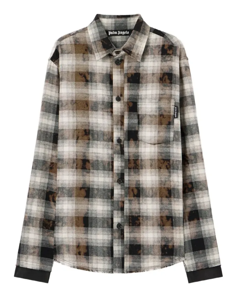 Palm Angels Ausgefranstes Hemd mit Karo - Braun Braun