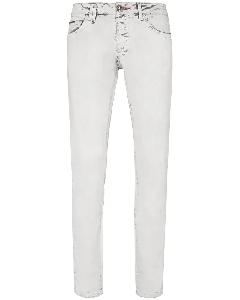 Philipp Plein Ausgeblichene Skinny-Jeans mit Totenkopf - Nude Nude
