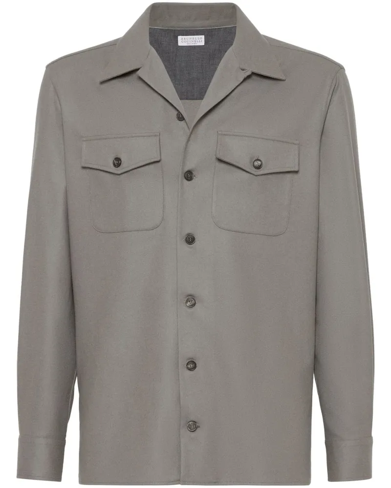 Brunello Cucinelli Hemd mit Reverskragen - Grau Grau