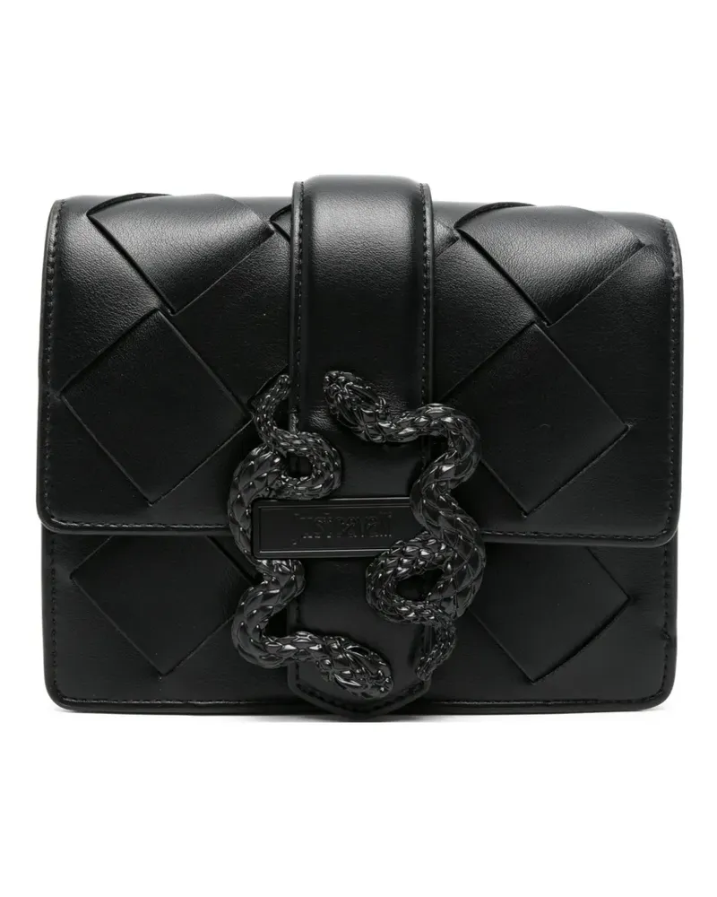 Just Cavalli snake woven leather crossbody bag - Schwarz Schwarz