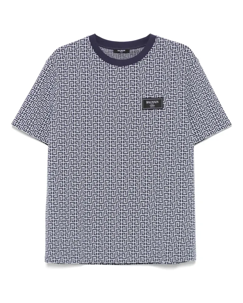 Balmain T-Shirt aus PB Labyrinth-Jacquard - Blau Blau