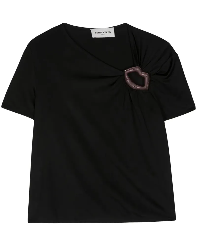 Sonia Rykiel T-Shirt mit Mund - Schwarz Schwarz