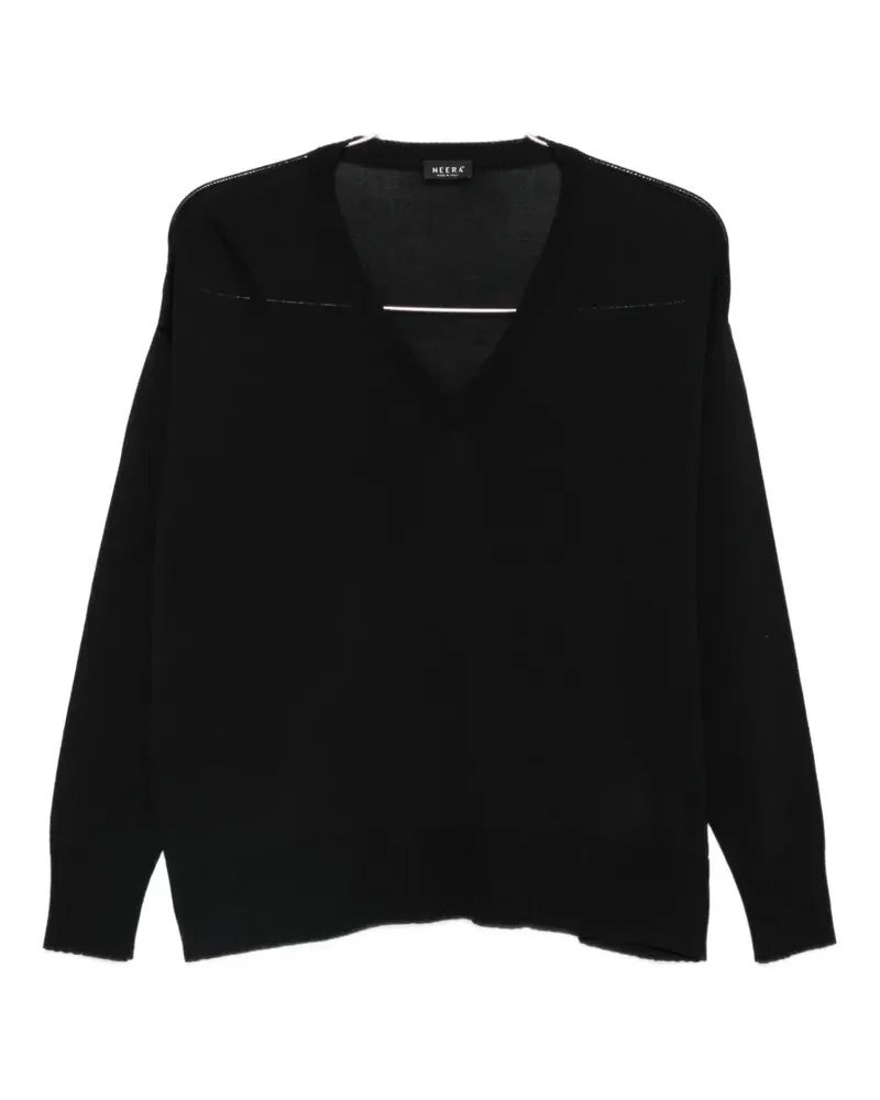 NEERA V-neck top - Schwarz Schwarz