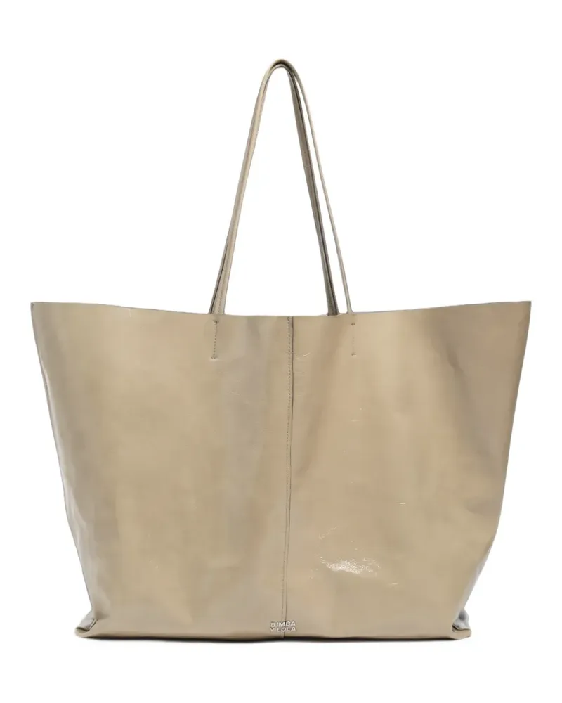 BIMBA Y LOLA Maxi Shiny Sage Tote Bag aus Leder - Nude Nude