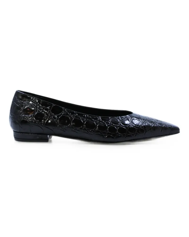 NOTABENE crocodile-effect square-toe ballet flats - Schwarz Schwarz