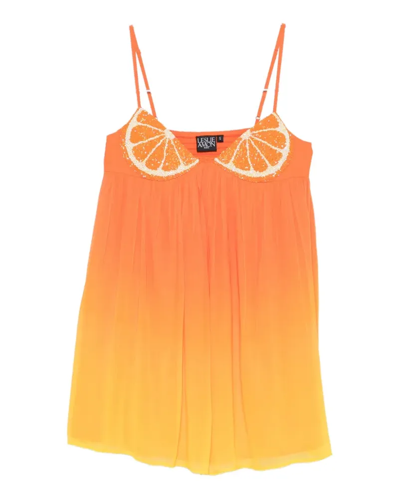 Leslie Amon sequin-embellished ombre mini dress - Orange Orange