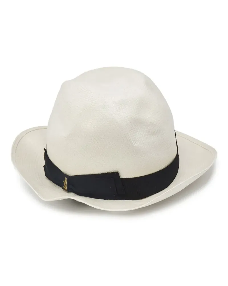 Borsalino Panama-Hut mit Logo-Patch - Weiß Weiß