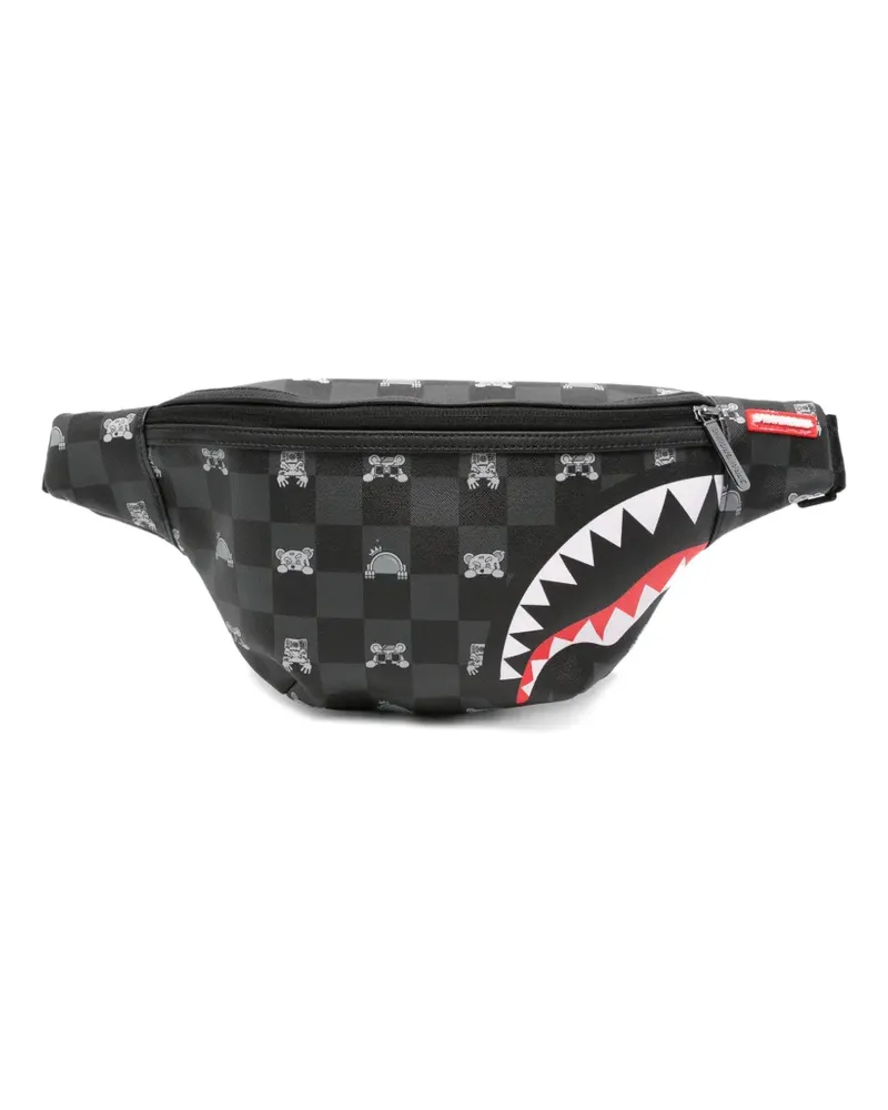 Sprayground Karierte Shark Mouth Gürteltasche - Schwarz Schwarz