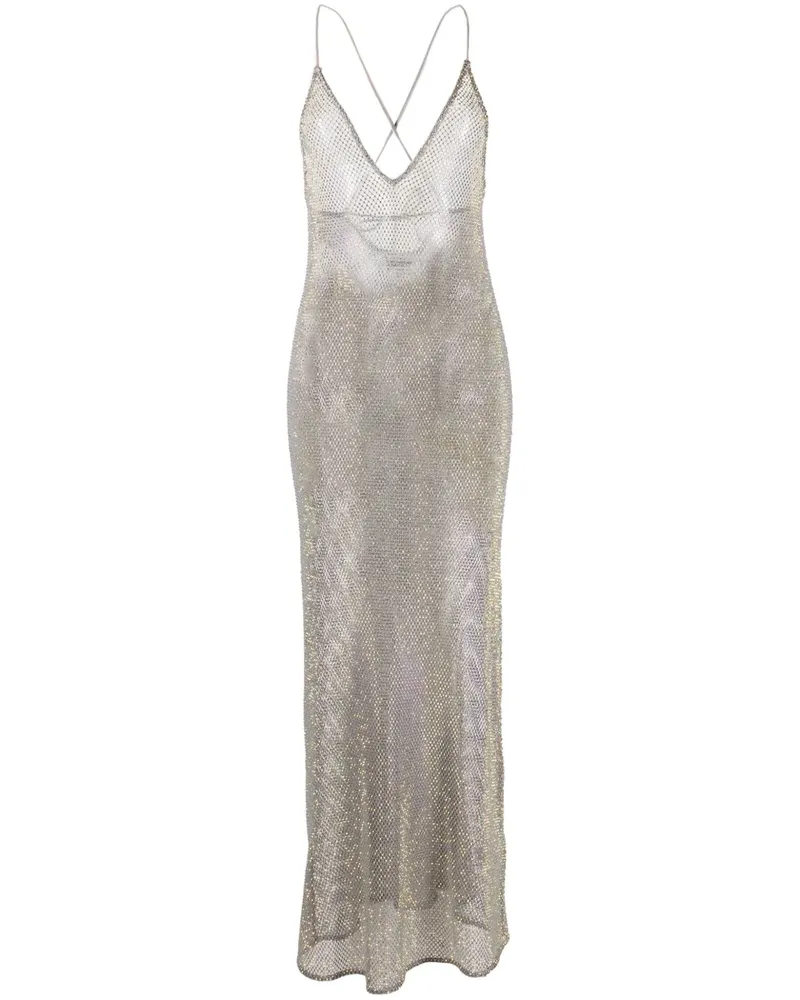Ganni Kristallverziertes Kleid - Grau Grau