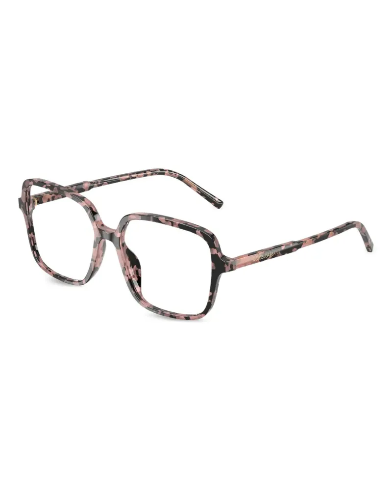 Dolce & Gabbana Gemusterte Brille mit eckigem Gestell - Schwarz Schwarz