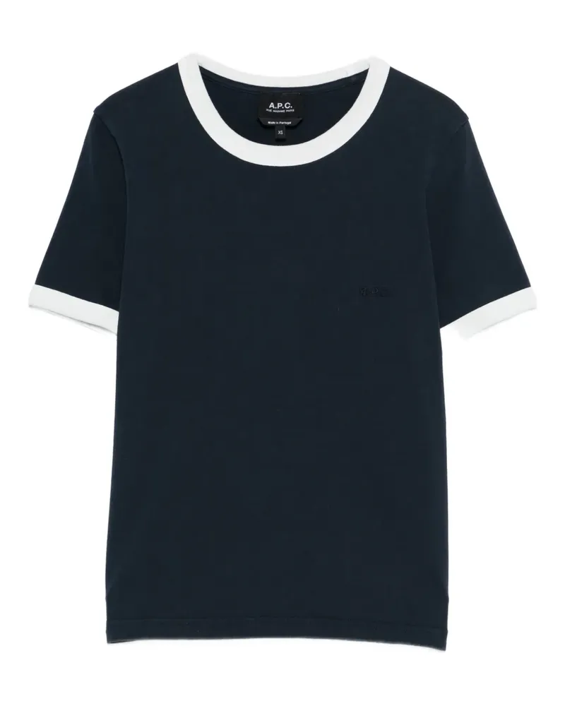 A.P.C. T-Shirt mit Kontrastdetails - Blau Blau