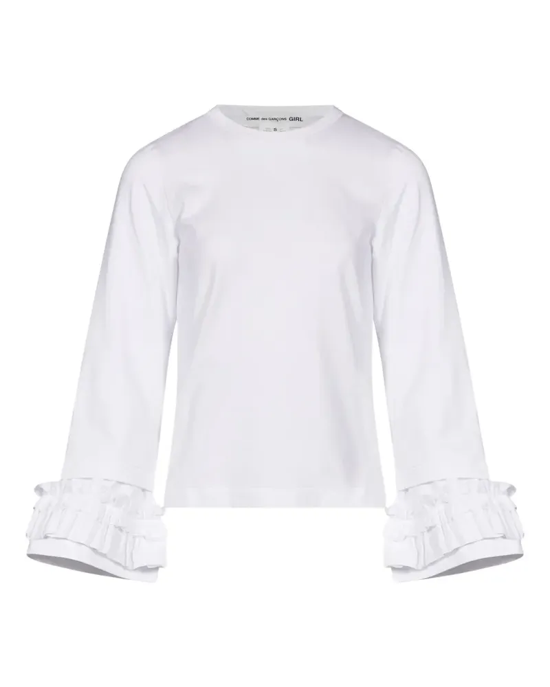 Comme des Garçons Langarmshirt mit Rüschenbündchen - Weiß Weiß