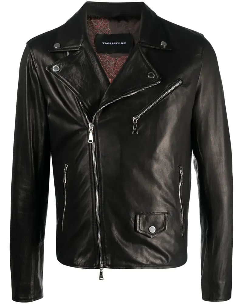 Tagliatore Lederjacke mit Reverskragen - Schwarz Schwarz
