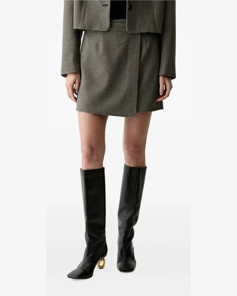 Gestuz houndstooth-pattern wrap skirt - Braun Braun