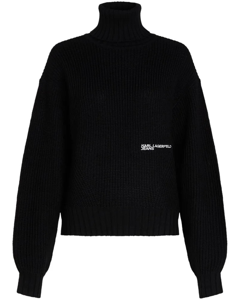 Karl Lagerfeld Rollkragenpullover mit Logo-Stickerei Schwarz