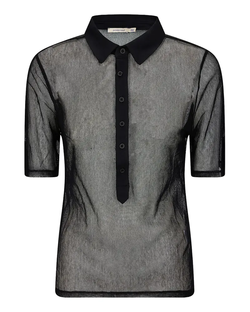 Paloma Wool Semi-transparentes Sile Mesh-Poloshirt - Schwarz Schwarz