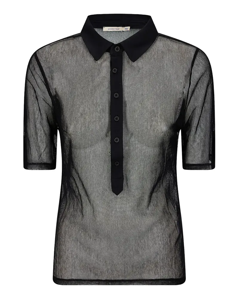 Paloma Wool Sile sheer mesh polo shirt - Schwarz Schwarz