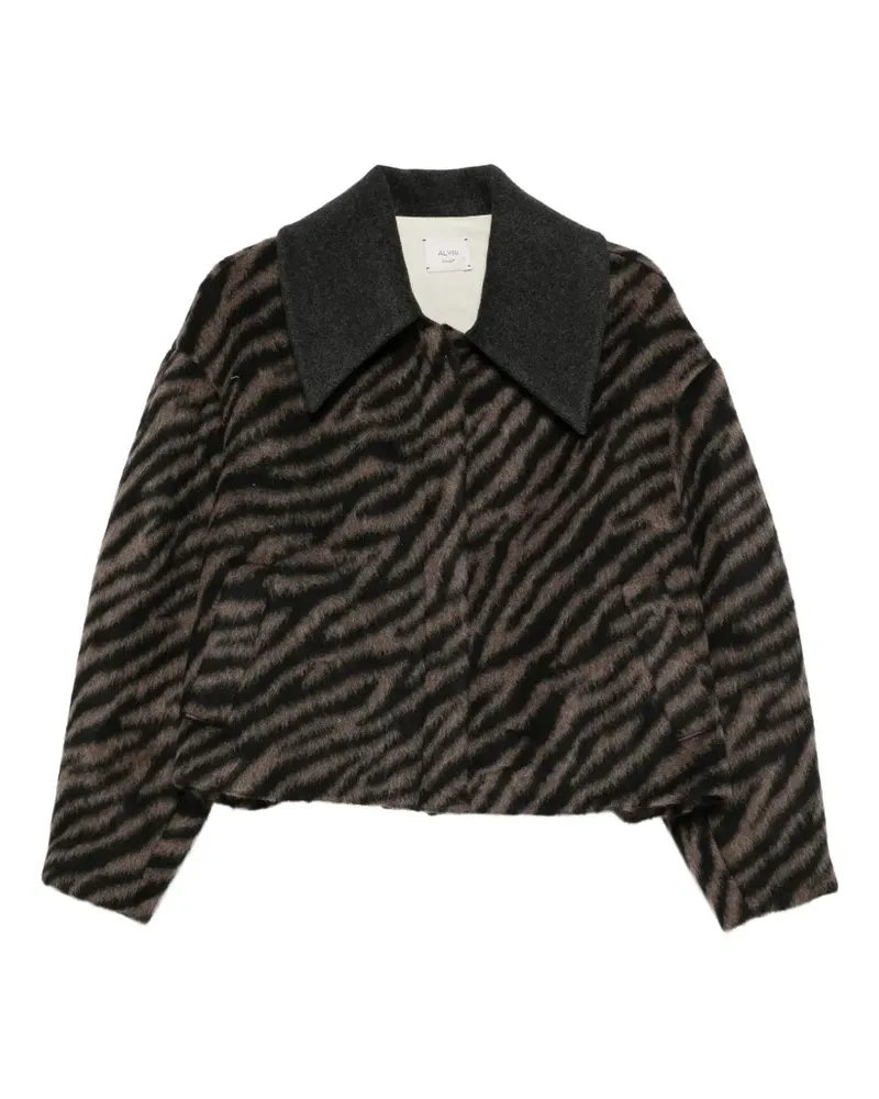 ALYSI tiger-print pointed-collar jacket - Braun Braun