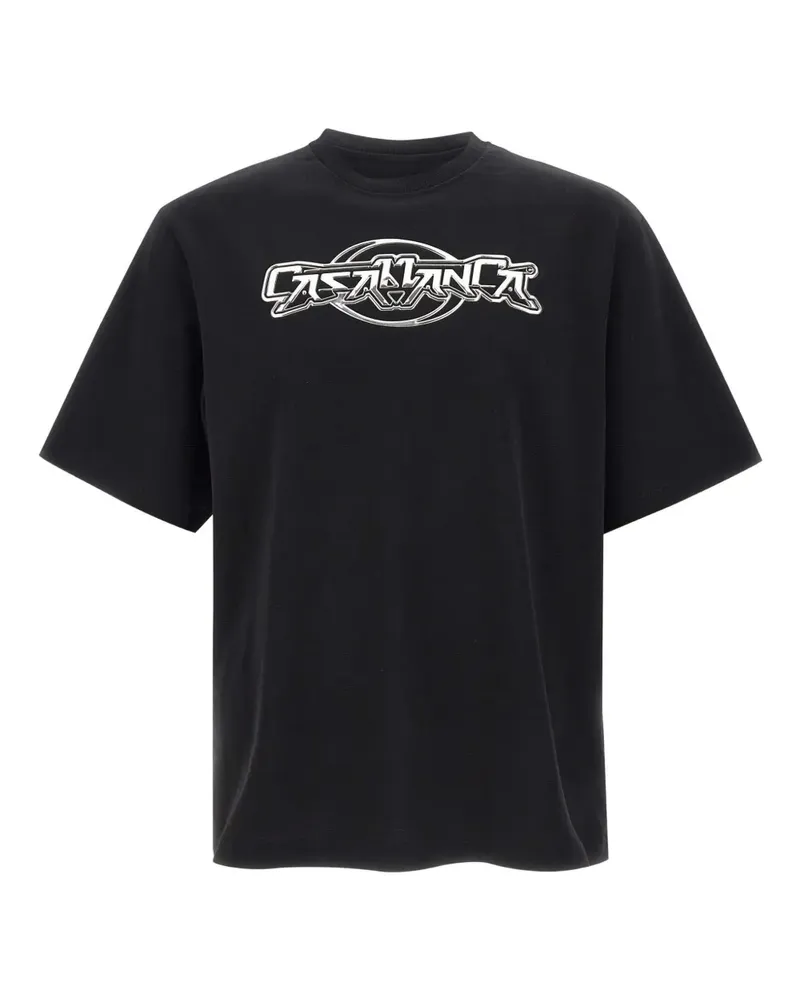 Casablanca Paris T-Shirt mit Metallic-Logo - BLACK Black