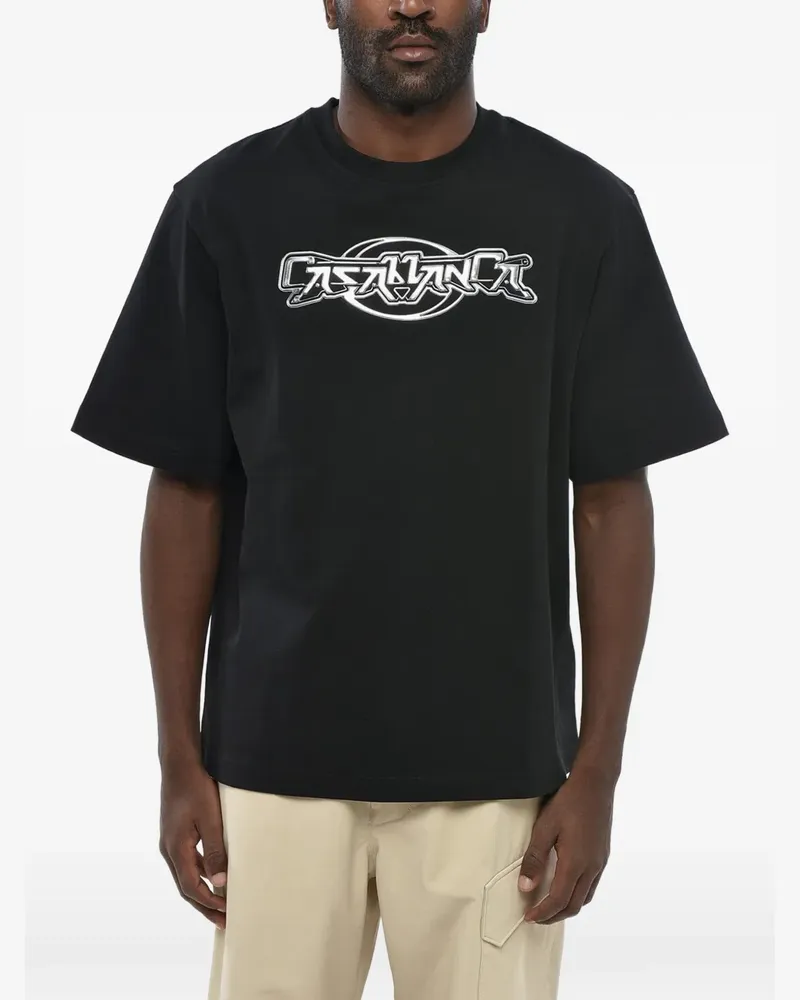Casablanca Paris T-Shirt mit Logo-Prägung - BLACK Black