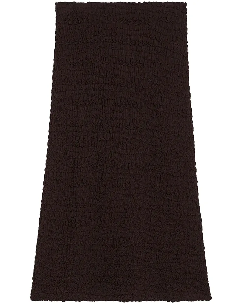 Jil Sander High-Waist-Midirock mit Knitteroptik - Schwarz Schwarz