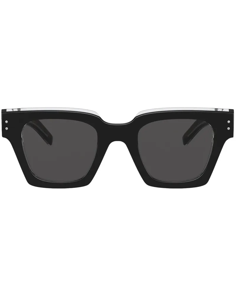 Dolce & Gabbana Sonnenbrille mit breitem Gestell - Schwarz Schwarz