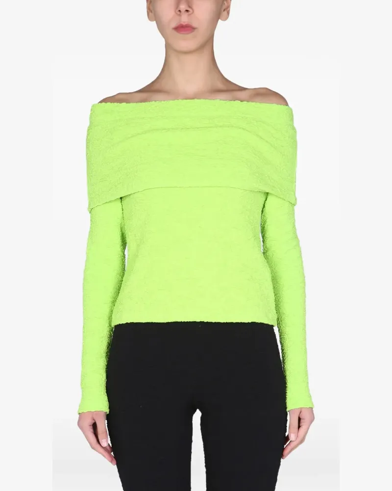 MSGM embossed boat-neck top - Grün Grün