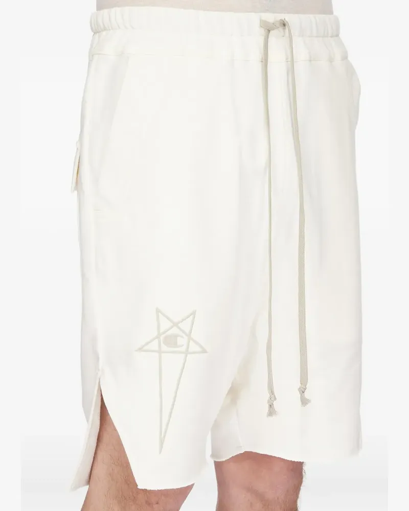 Rick Owens Beveled logo-embroidered shorts - Nude Nude