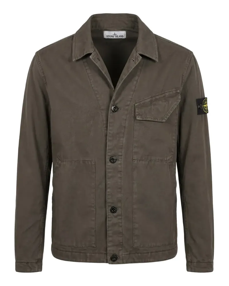 Stone Island Geknöpfte Jacke mit Logo-Patch - Grau Grau