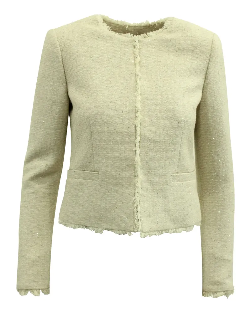 Alice + Olivia tweed frayed-trim jacket - Weiß Weiß