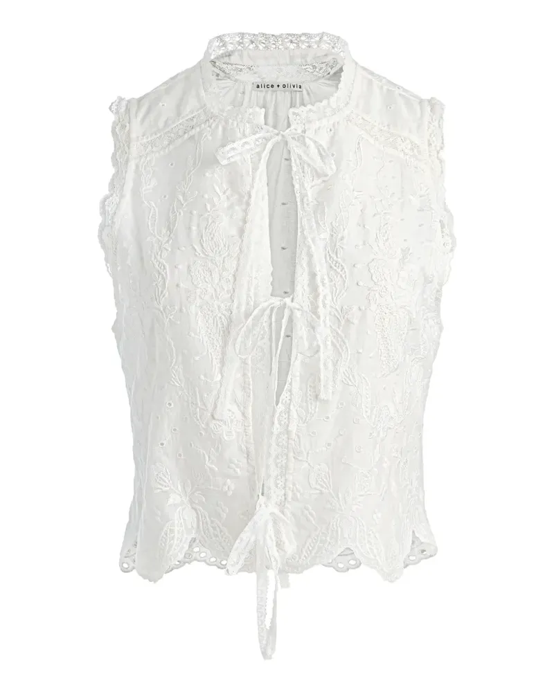 Alice + Olivia Amal embroidered tie-front tank top - Weiß Weiß