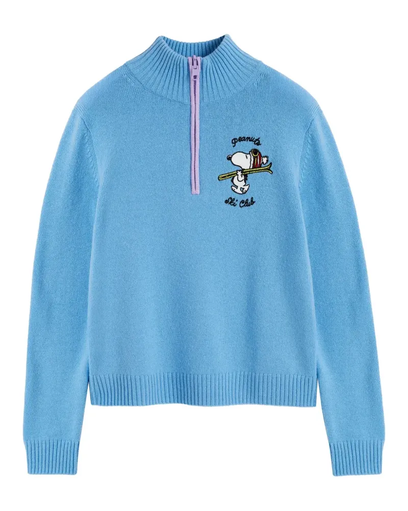 Chinti & Parker Snoopy Pullover mit kurzem Reißverschluss - Blau Blau