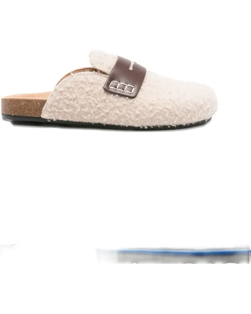 J.W.Anderson Mules aus Shearling mit Lederdetail - Nude Nude