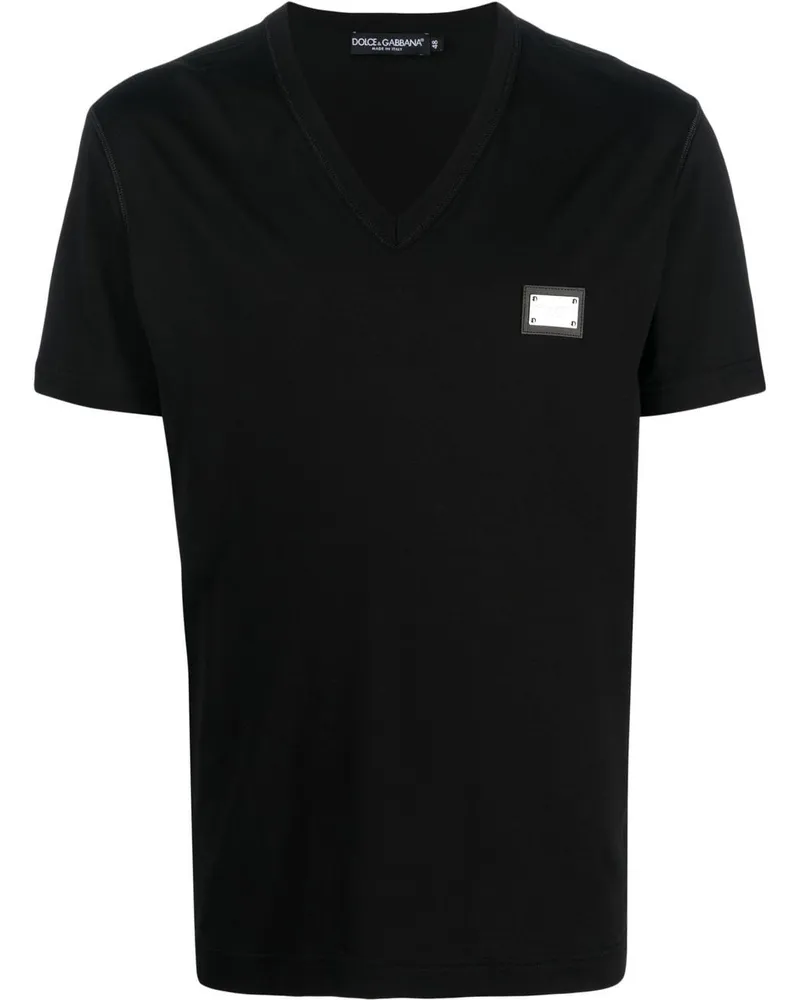 Dolce & Gabbana DG Essentials T-Shirt mit V-Ausschnitt - Schwarz Schwarz