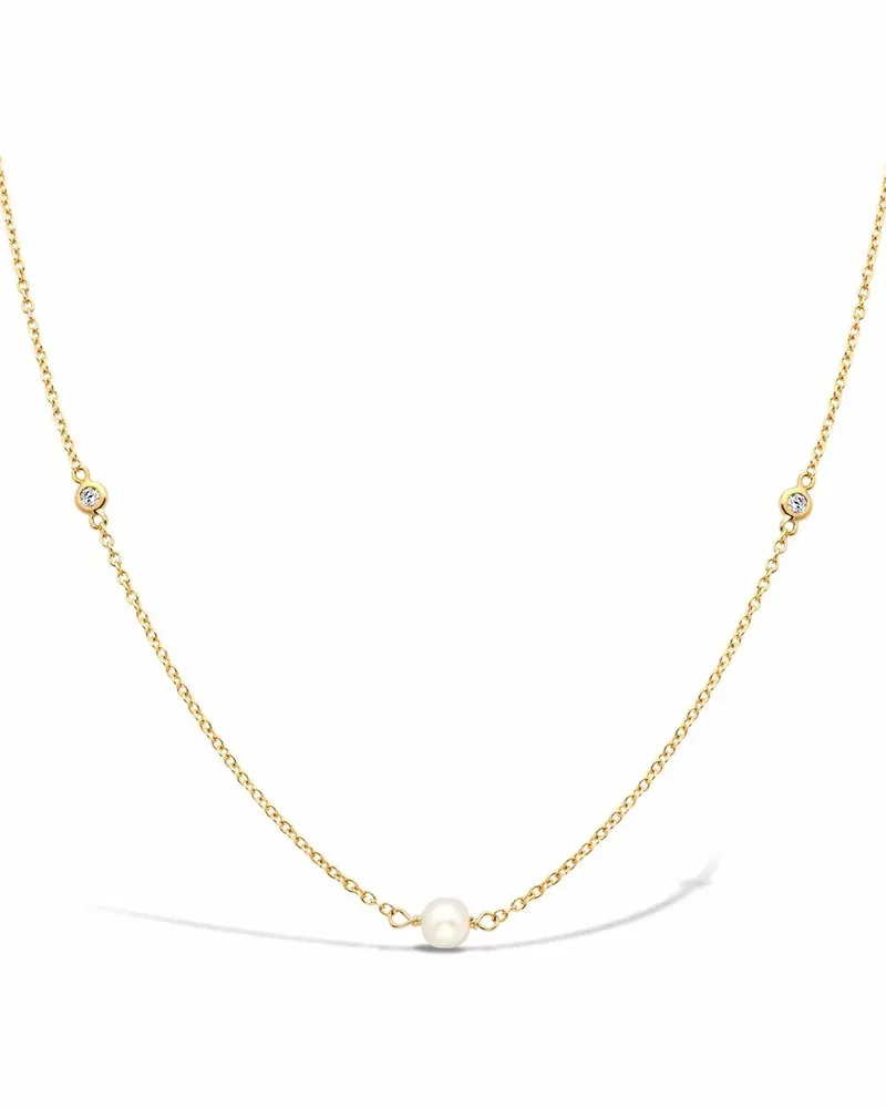Pragnell 18kt Gelbgoldhalskette mit Perlen und Diamant Gold