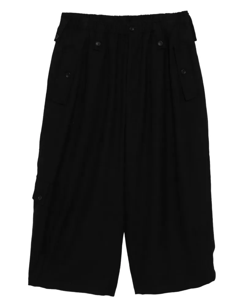 Yohji Yamamoto Saxony Cropped-Hose - Schwarz Schwarz